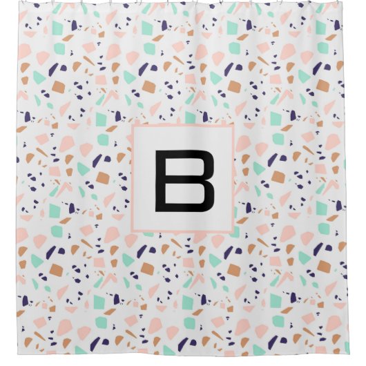 Monogramm Terrazzo Duschvorhang (Vorderseite)