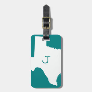 Monogramm Texas in Türkis und Weiß Gepäckanhänger