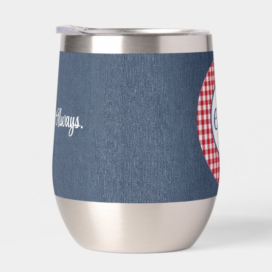 Monogramm, Text | Red Gingham Denim Stainless Stee (Rechts)