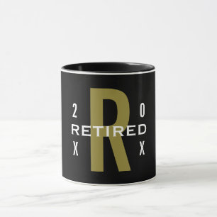 Monogramm-Text Ruhestand Schwarz Gold Weiß Tasse