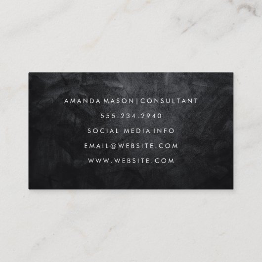 Monogramm | Textur schwarz Visitenkarte (Rückseite)