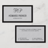 Monogramm | Textur von Linen | Grenze (schwarz) Visitenkarte (Vorne/Hinten)