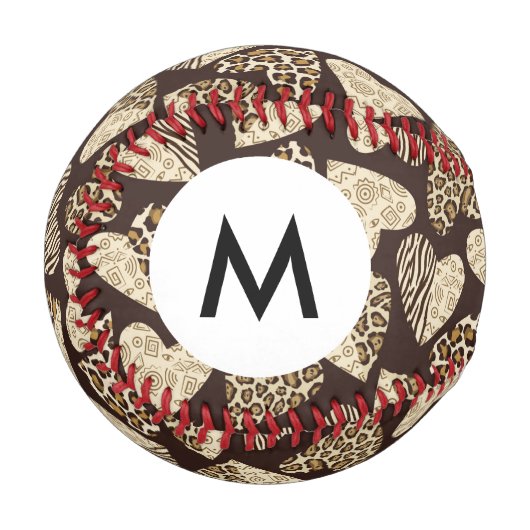 Monogramm Tierhaut mit Herz Baseball (Vorderseite Links)