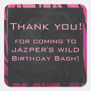 Monogramm-Tiger-Pink-und Schwarz-Druck-Muster Quadratischer Aufkleber