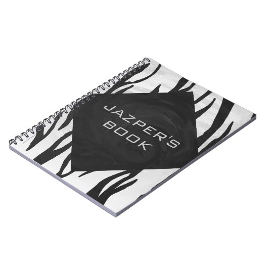 Monogramm-Tiger-Schwarzweiss-Druck Notizblock (Linke Seite)