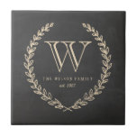 Monogramm-Tile im Chalkboard-Stil Fliese<br><div class="desc">Das Design der Monogramme im Chalkboard-Stil im Back- und Elfenbeinstil von Shelby Allison.</div>