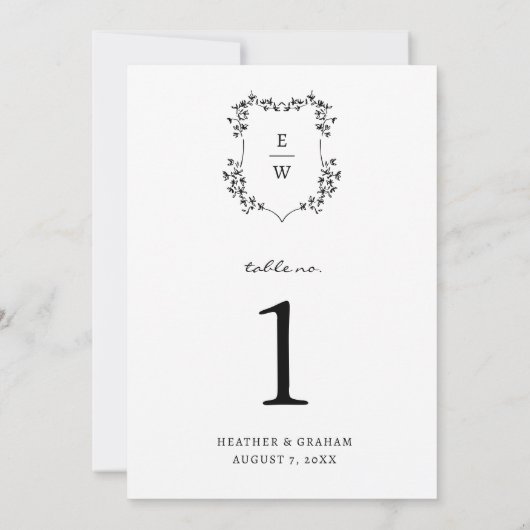 Monogramm-Tischnummer Einladung (Rückseite)