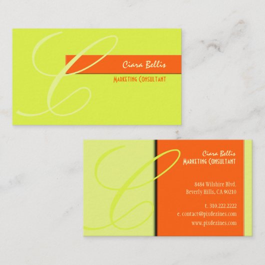 Monogramm, Ton im Ton {anpassbarer Hintergrund} Visitenkarte (Vorne/Hinten)