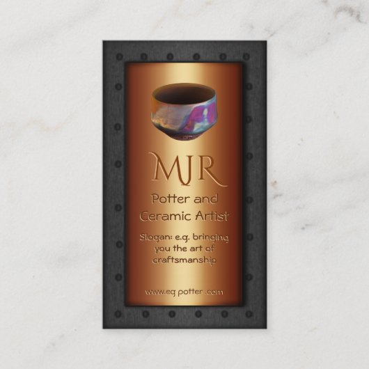 Monogramm, Töpfer, befestigtes Stahlbaukupfer Visitenkarte (Vorderseite)