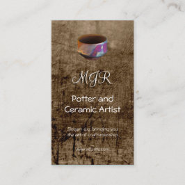 Monogramm, Töpfer, Keramik-Künstler, Ledereffekt Visitenkarte