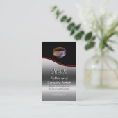 Monogramm, Töpfer, Keramik-Künstler, roter Swoosh Visitenkarte (Stehend Vorderseite)