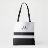 Monogramm Totbeutel mit schwarzem Streifen Tasche (Vorderseite)
