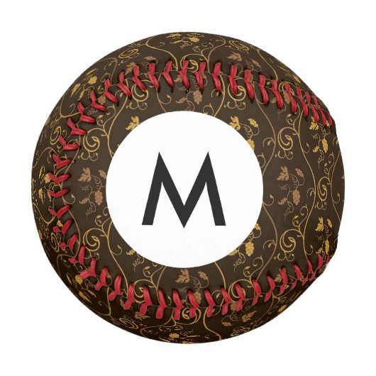 Monogramm Traubendekor Baseball (Vorderseite Links)