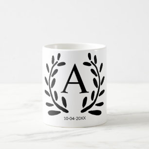 MONOGRAMM TRAUZEUG GEBEN JAHR DATUM NAME GESCHENKE KAFFEETASSE