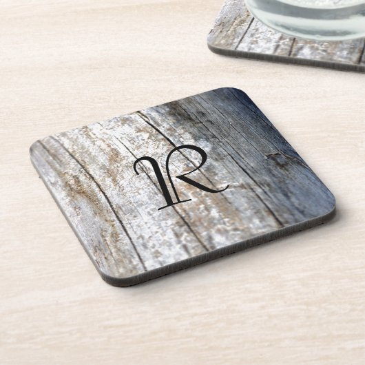 Monogramm-Treibholz Getränkeuntersetzer (Linke Seite)