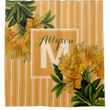 Monogramm-Trendy Gelbwurz Stripes Vintages Blumen
