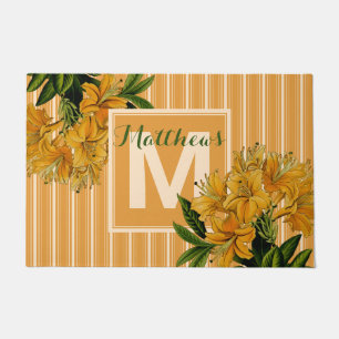 Monogramm-Trendy Gelbwurz Stripes Vintages Blumen Fußmatte