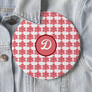 Monogramm trendy Retro niedliche Vintage Blütenanf Button
