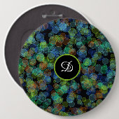 Monogramm trendy Retro-Polka-Punkte Button (Vorne & Hinten)