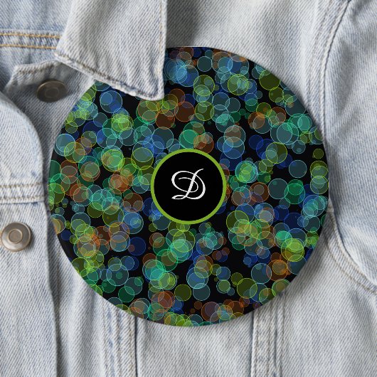 Monogramm trendy Retro-Polka-Punkte Button (Beispiel)