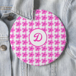 Monogramm trendy retro rosa vintage floral Initial Button