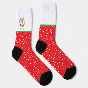 Monogramm, trendy Weihnachtsrentiere Socken