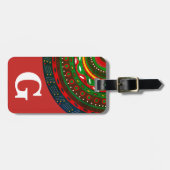 Monogramm, Tribal Inspiriert Muster, rot Gepäckanhänger (Vorderseite horizontal)