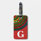 Monogramm, Tribal Inspiriert Muster, rot Gepäckanhänger (Rückseite vertikal)