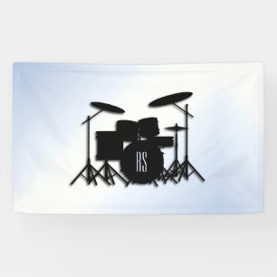 Monogramm-Trommelset Blaue Akzentuierung Banner