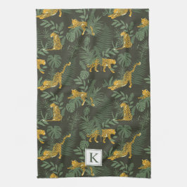 Monogramm Tropenblättriger Jungle Geschirrtuch