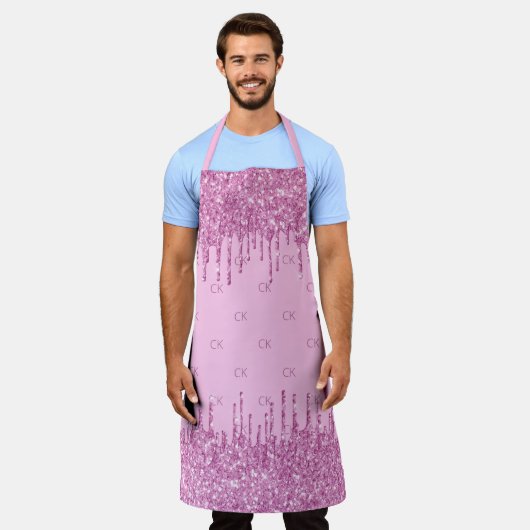 Monogramm-Tropfen mit rosa Glitzer Schürze (Getragen)