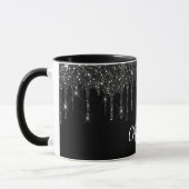 Monogramm-Tropfen mit schwarzem Glitzer Tasse (Links)