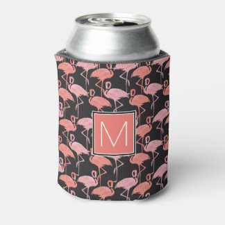 Monogramm | Tropisch rosa Flamingos Dosenkühler