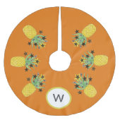 Monogramm Tropische Ananas Polyester Weihnachtsbaumdecke (Vorderseite)