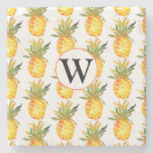 Monogramm Tropische Ananas Steinuntersetzer (Vorderseite)
