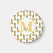 Monogramm Tropische Aquarellananas Magnet (Vorne)