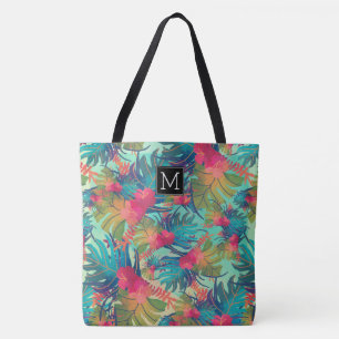 Monogramm tropische Blätter Tasche