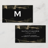 Monogramm | Tropische Blätter Visitenkarte (Vorne/Hinten)