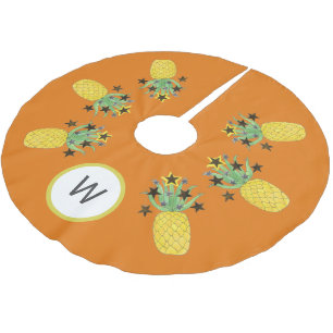 Monogramm Tropischer Ananas-Star Polyester Weihnachtsbaumdecke
