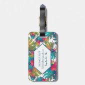 Monogramm-tropischer BlumenGepäckanhänger Gepäckanhänger (Rückseite vertikal)