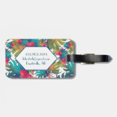 Monogramm-tropischer BlumenGepäckanhänger Gepäckanhänger (Rückseite horizontal)