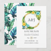 Monogramm Tropischer Sommerstrand Save The Date (Vorne/Hinten)