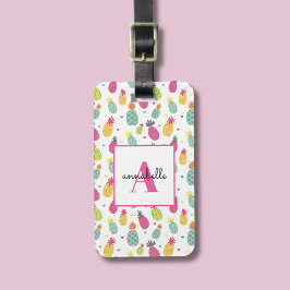 Monogramm tropisches Ananas Personalisiertes Muste Gepäckanhänger