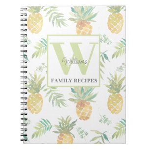 Monogramm tropisches Ananas Rezept Notizblock