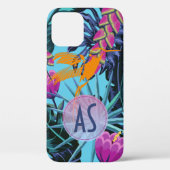 Monogramm Tropisches Blattwerk Hummingbird Case-Mate iPhone Hülle (Rückseite)