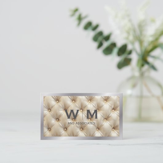 Monogramm | Tufted Fabric Padding Visitenkarte (Stehend Vorderseite)