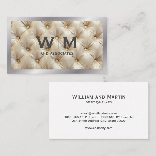 Monogramm | Tufted Fabric Padding Visitenkarte (Vorne/Hinten)