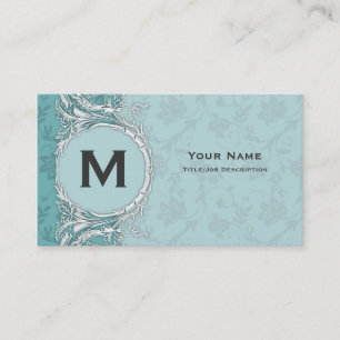 Monogramm Türkis Blumen Muster Fantasie Profil Ges Visitenkarte