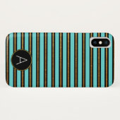 Monogramm Türkis, Schwarz und Gold Streifen Case-Mate iPhone Hülle (Rückseite (Horizontal))