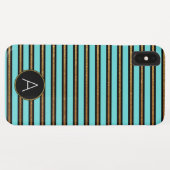Monogramm Türkis, Schwarz und Gold Streifen Case-Mate iPhone Hülle (Rückseite (Horizontal))